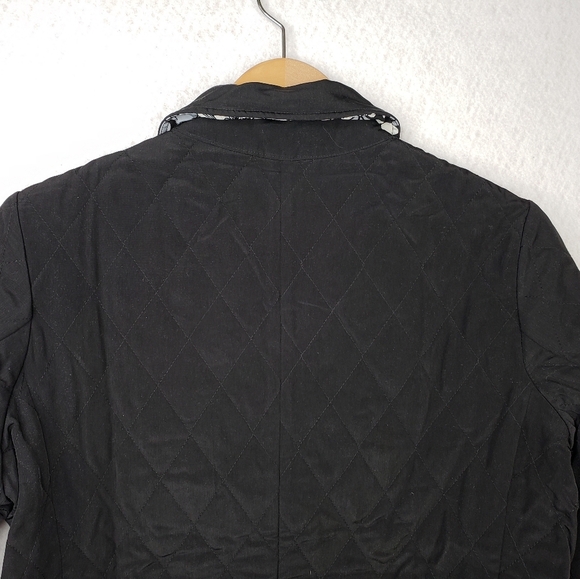 Susan Graver Black Lightweight Quilt Stitch Button Up Water Resistant Coat Sz M. - Picture 9 of 12